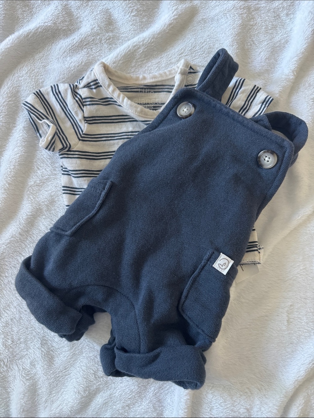 little planet organic by carter's NEWBORN Navy Striped Baby Shirt and overalls